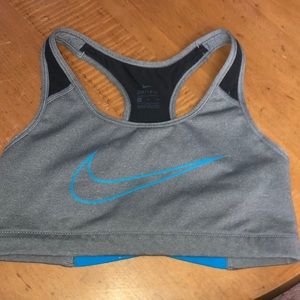 Nike blue criss cross sports bra dri fit size small workout gym bra sports top